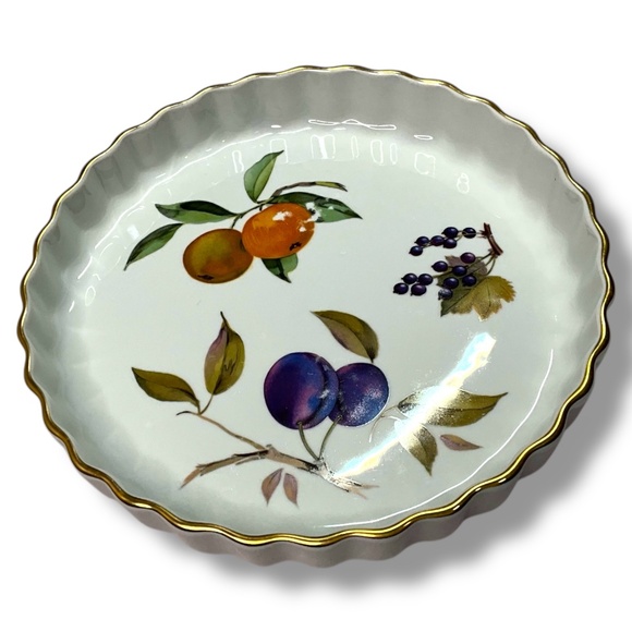 ROYAL WORCESTER Evesham Fine Porcelain Oven to Tableware 9” Flan Dish Gold - Picture 1 of 7